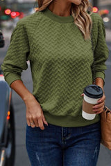 Texture Round Neck Long Sleeve Sweatshirt