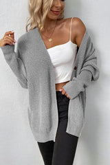 Open Front Dropped Shoulder Cardigan