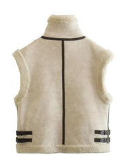 Contrast Zip Up Fleece Vest