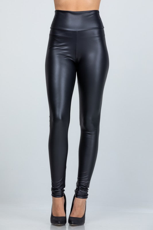 High waist PU leather leggings