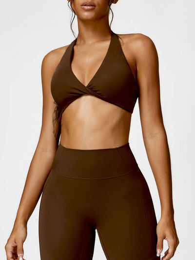 Twisted Halter Neck Active Bra