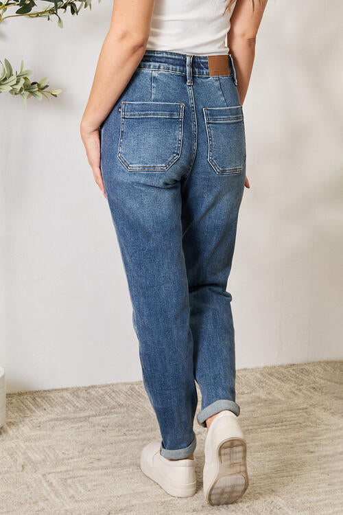 Full Size High Waist Drawstring Denim Jeans