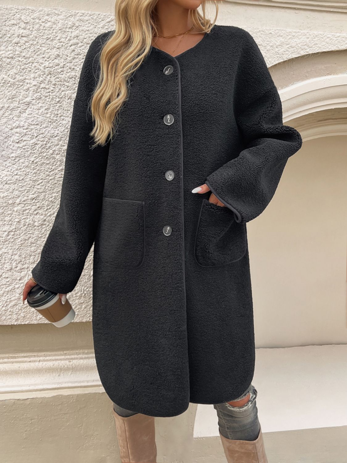 Button Up Long Sleeve Coat