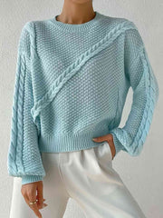 Round Neck Dropped Shoulder Sweater