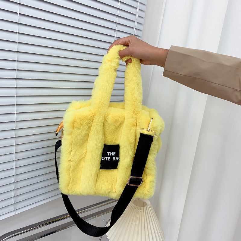 Designer Faux Fur Plush Tote Bag