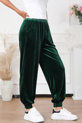 Pocketed Elastic Waist Long Pants