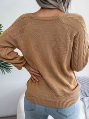 Fall Free Button Cable-Knit Sweater