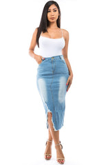 DON'T COME FOR ME DENIM MAXI SKIRT