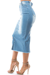 DON'T COME FOR ME DENIM MAXI SKIRT