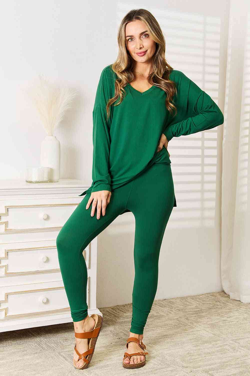 Lazy Days Full Size Long Sleeve Top and Leggings Set