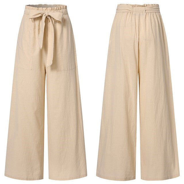 Vintage Elastic Waist Long Trousers