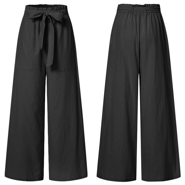 Vintage Elastic Waist Long Trousers