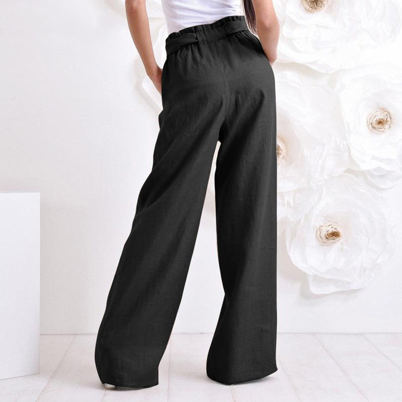 Vintage Elastic Waist Long Trousers