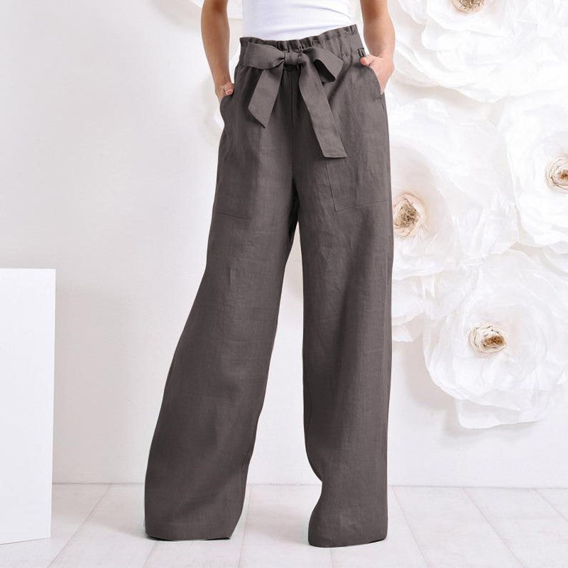 Vintage Elastic Waist Long Trousers