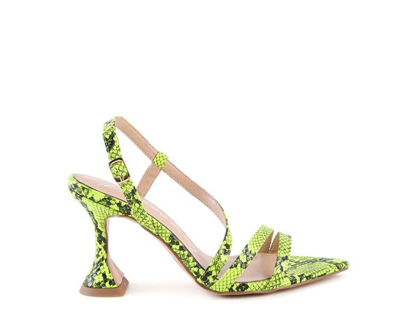 CHERRY TART Snake Print Spool Heel Sandals