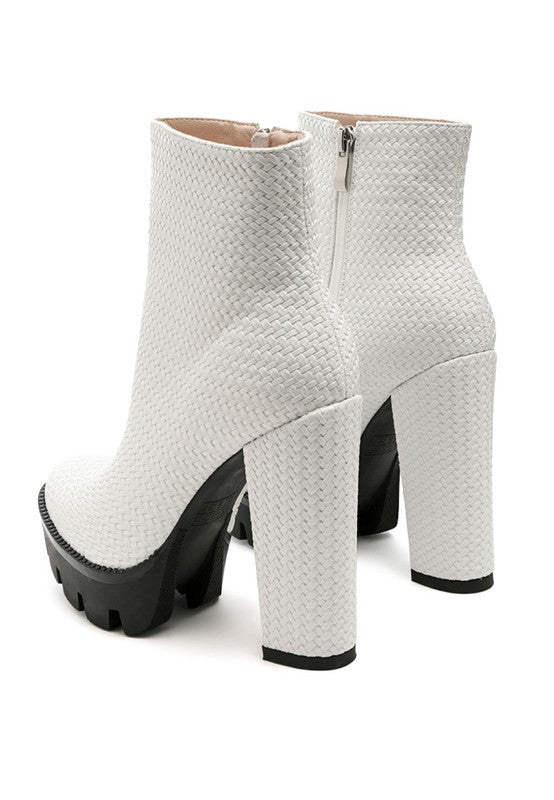 LONDON RAG SOLID TEXTURED BLOCK HEELED BOOT