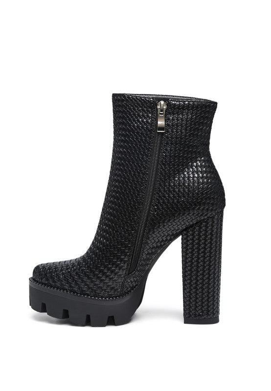 LONDON RAG SOLID TEXTURED BLOCK HEELED BOOT