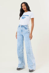 High-Rise Color Block Wide Leg Jeans