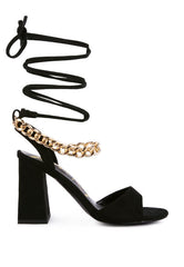 Gone Gurl Metal Chain Lace Up Sandals