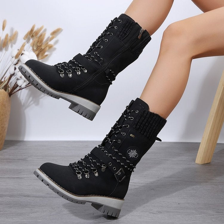 On the slopes Square Heel Side Zipper Boots