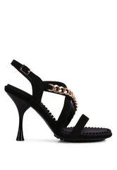 DOMEDA Metal Chain Mid Heel Sandal