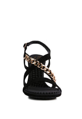 DOMEDA Metal Chain Mid Heel Sandal