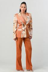 TRANSITION PRINT BLAZER AND PANT SUIT