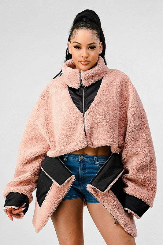 OVERSIZED SHERPA WITH CONTRAST JACKET