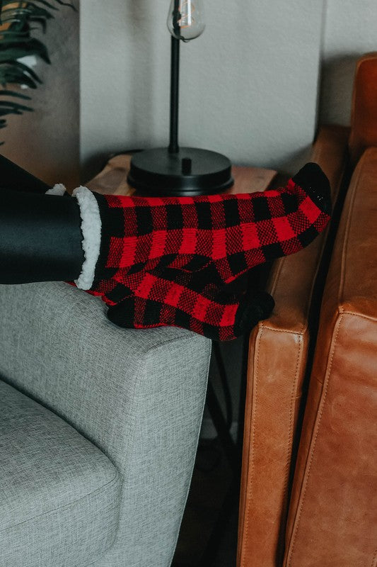 Plaid Fleece Slipper Socks