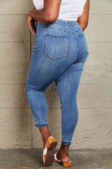 Janavie Full Size High Waisted Pull On Skinny Jeans