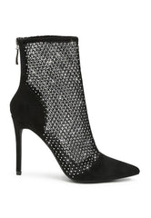 Jazz Rhinestone Embellished Mesh Stiletto Boots