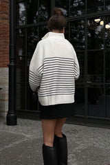 Striped half zip sweatshirt