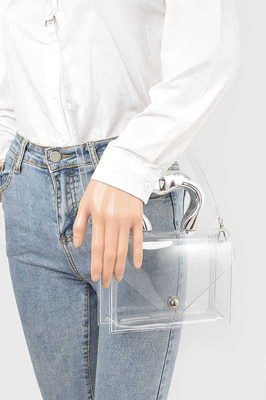 Silver Handle Transparent Stadium Bag