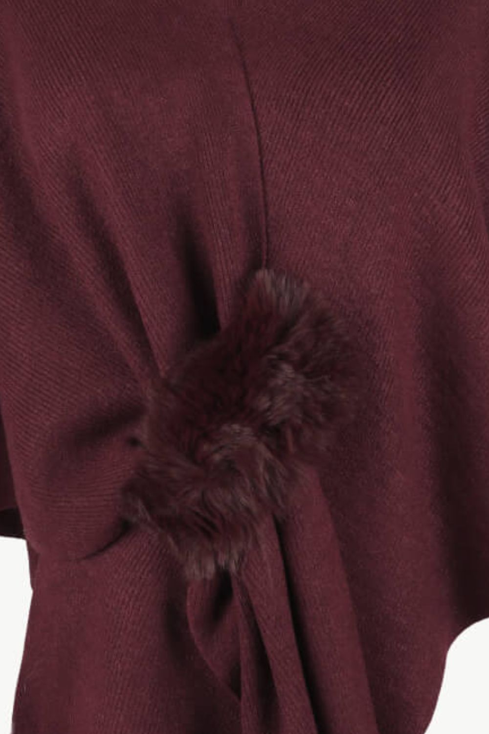 Surplice Neck Pom-Pom Trim Poncho