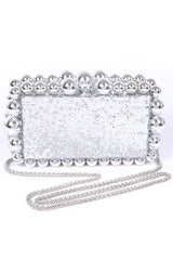 Metallic Beads Glitter Iconic Box Clutch