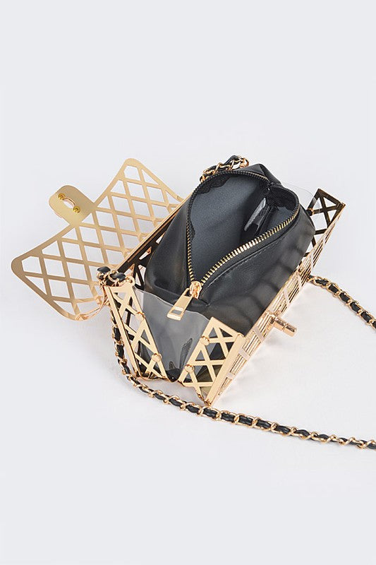 Flawless 2 In 1 Metal Cage Iconic Shoulder Bag