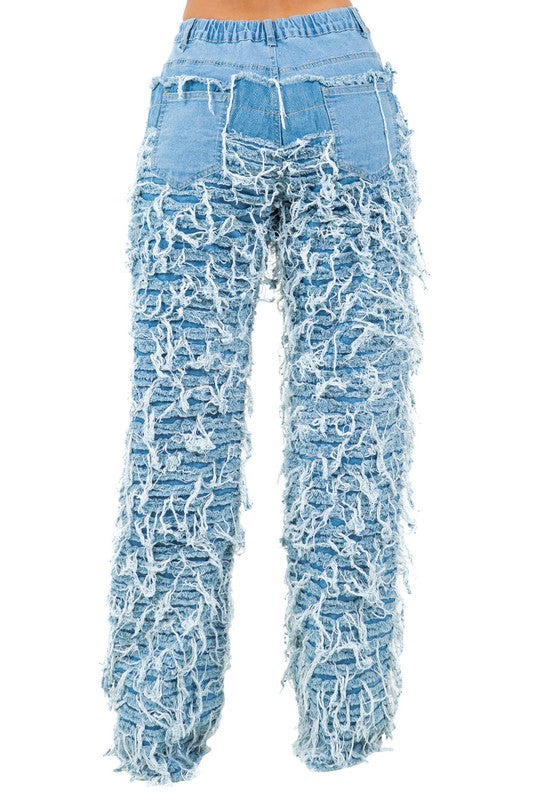 MULTI DIMENSIONAL DENIM PANTS