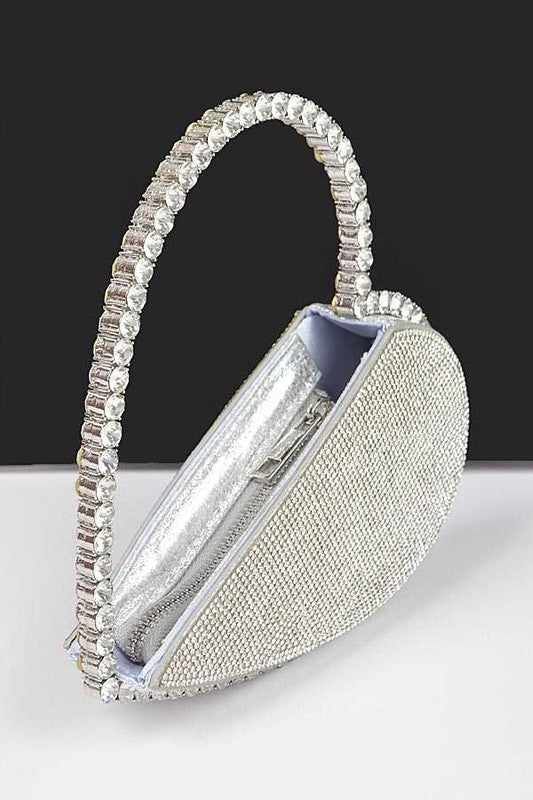 Heart Shape Rhinestone Handle Iconic Clutch