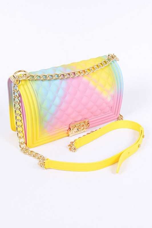 Mix Tone Textured Jelly Shoulder Bag