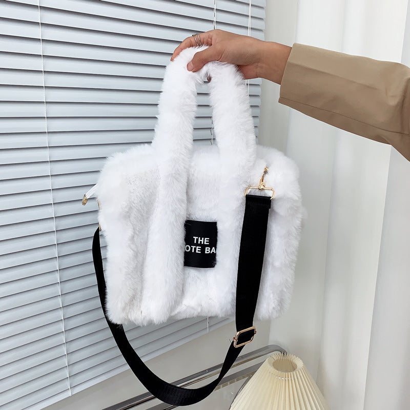 Designer Faux Fur Plush Tote Bag