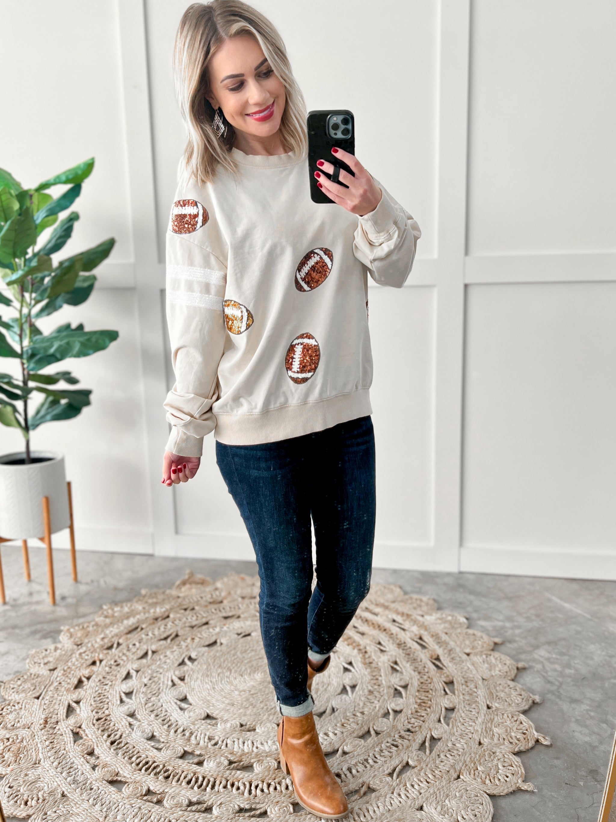 Pullover Sweatshirt In Football Sequins