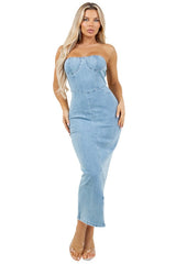 FOLLOW THROUGH MAXI DENIM DRESS