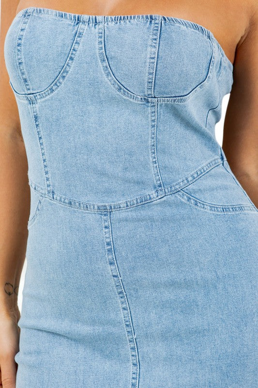 FOLLOW THROUGH MAXI DENIM DRESS