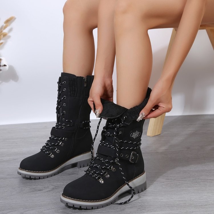 On the slopes Square Heel Side Zipper Boots