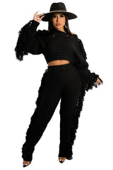 RUFFLE 2PC SWEATER PANTS SET