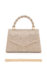 Statement Rhinestone Top Handle Clutch Bag