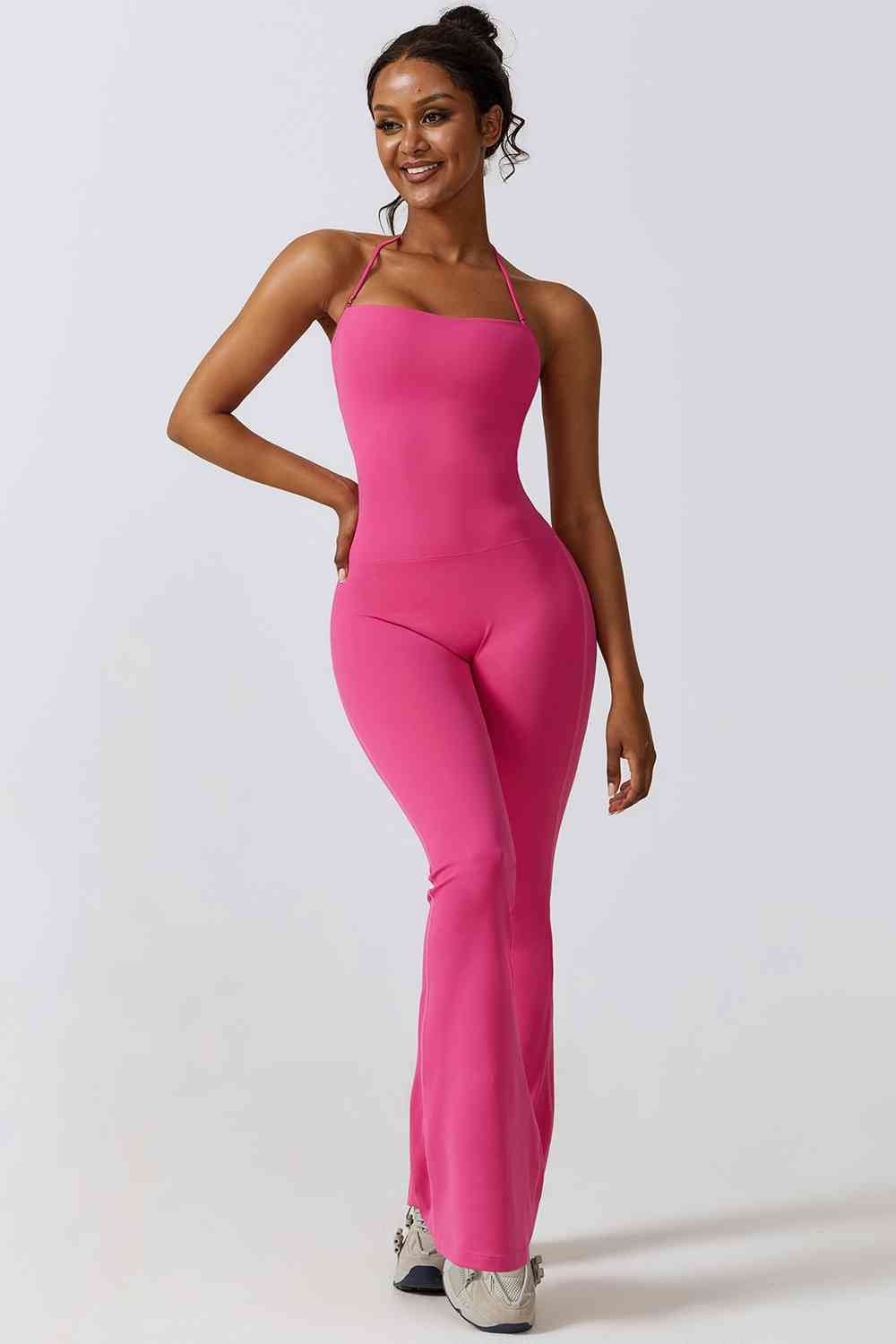 Halter Neck Flare Sport Jumpsuit