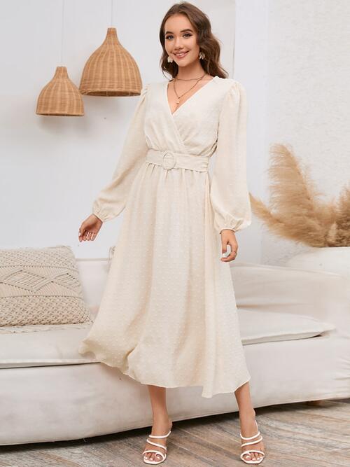 Surplice Balloon Sleeve Dress