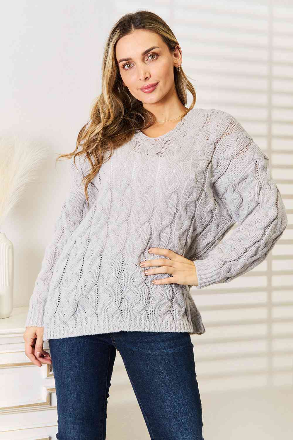 Cool Breeze Cable-Knit Hooded Sweater