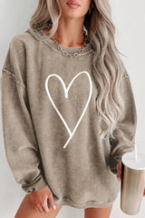 Heart Round Neck Dropped Shoulder Sweatshirt